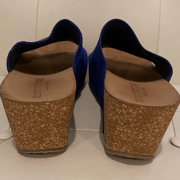 8100 Melrose Fred Segal Blue Suede Slide Wedge Sandal Size EU37 - Picture 4 of 8